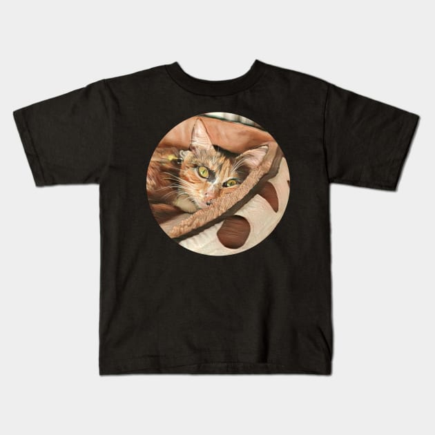 Curled Up floppy cat Kids T-Shirt by GoranDesign